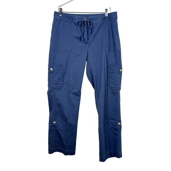 L.L. Bean Pants Women’s 12 Blue Gray Favorite Fit Cargo Utility Pockets Outdoors - Picture 1 of 9